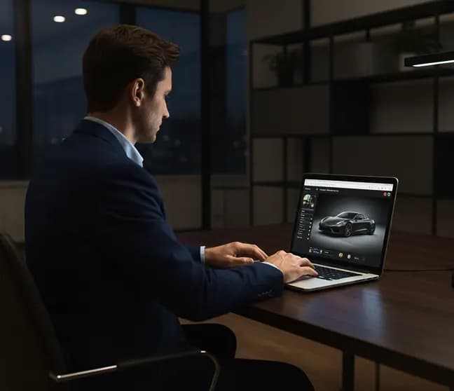 Interactive Unreal Engine design review running on a laptop during a collaborative project meeting with remote participants