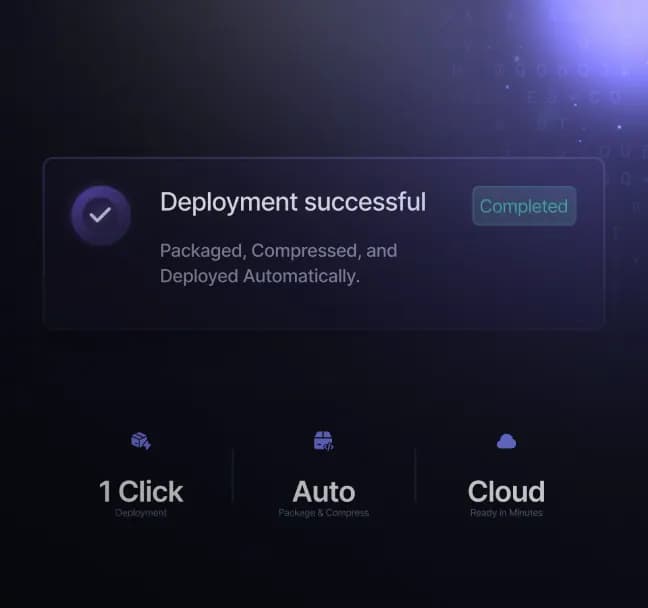 One-click deployment workflow automatically packaging, compressing, and publishing Unreal Engine applications directly from the Unreal Editor.