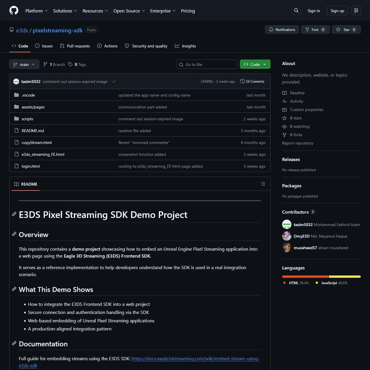 E3DS Pixel Streaming SDK