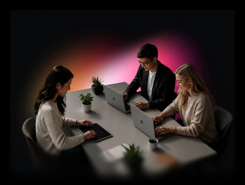 Meeting mode promotion showing how teams create a meeting link, share it with guests, and run interactive streaming sessions together