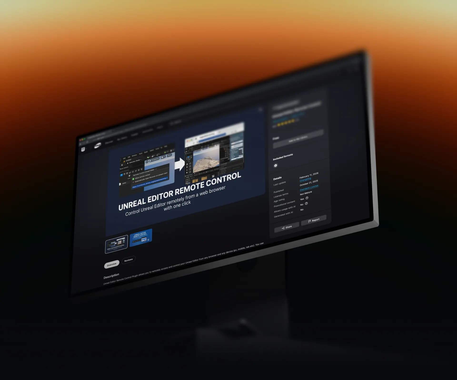 Eagle 3D Remote Editor streaming a live Unreal Engine editor session to a browser to test pixel streaming features without packaging a build